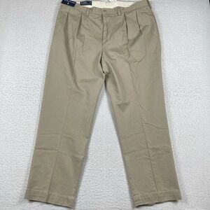 Polo Ralph Lauren Pants Mens 40x30 Tan‎ Pleated Travel Business Casual Workwear